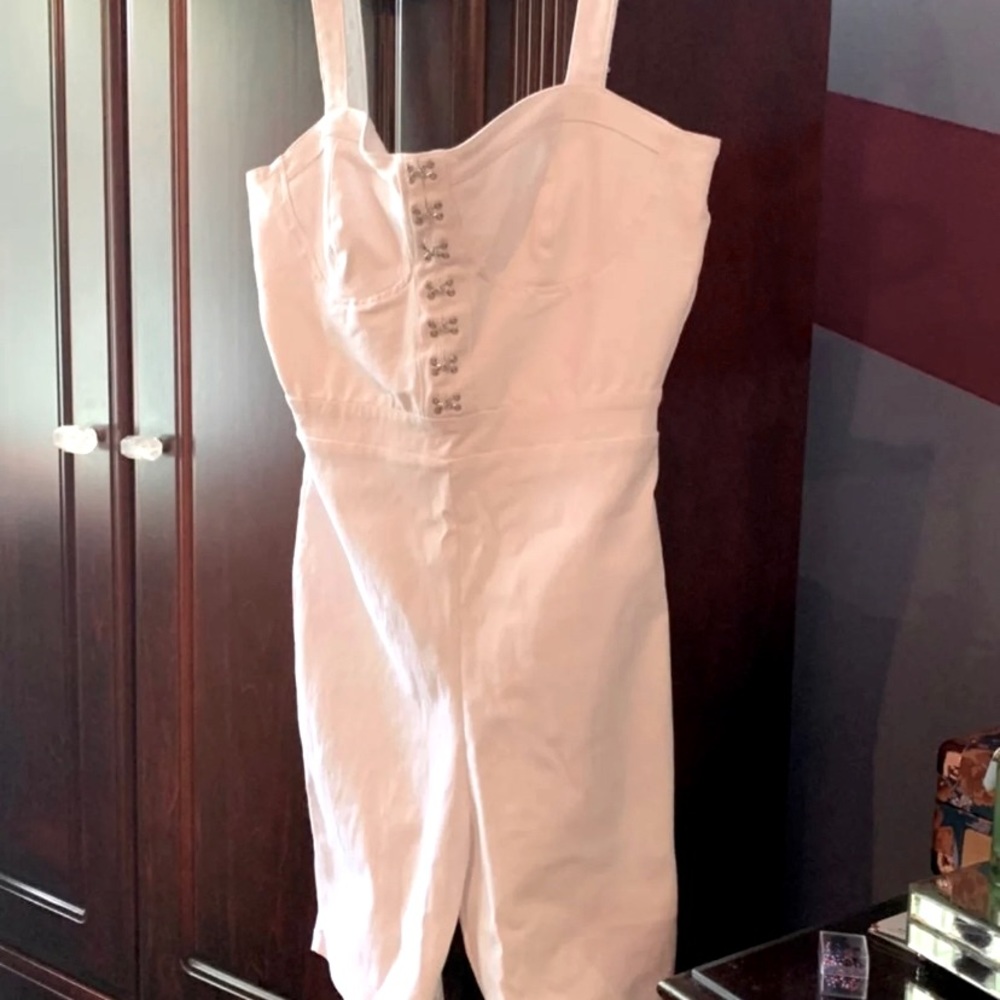 Blāshe White FashionNova Romper With Metal Corset-Like Top